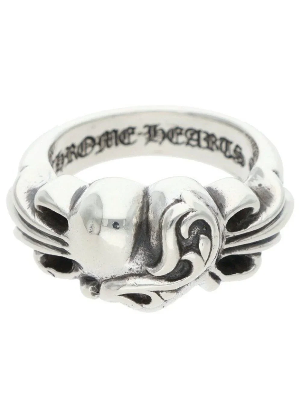 Chrome Hearts Flrl Crs Hrt Floral Heart Silver Ring